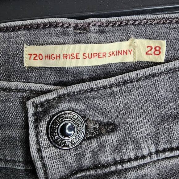 Levi's Womens Gray 720 High Rise Super Skinny Jeans 28 - Picture 3 of 10